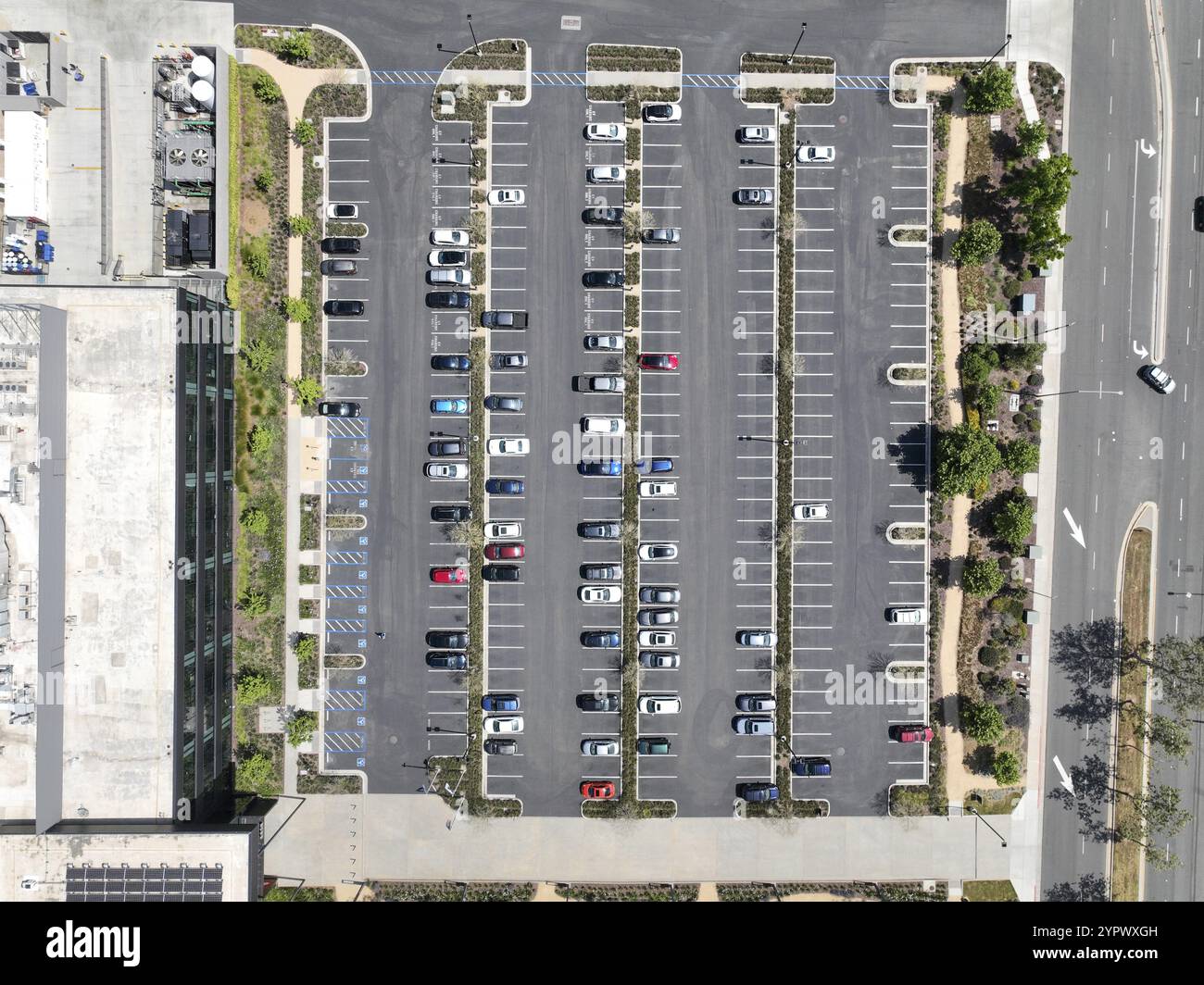 Aerial view of organized parking